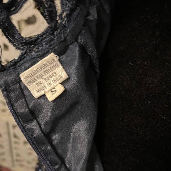 MOON DANCE MAGNIFICENT MIDNIGHT BLUE WITH INTRICATE BEADING PROM DRESS GOWN - Picture 9 of 10